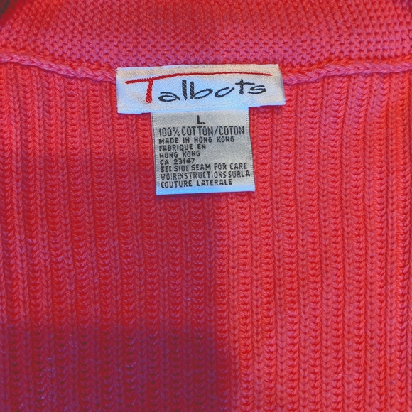 Talbots Woman's Long button cardigan. Coral/Salmon in color. Size L - Picture 3 of 7